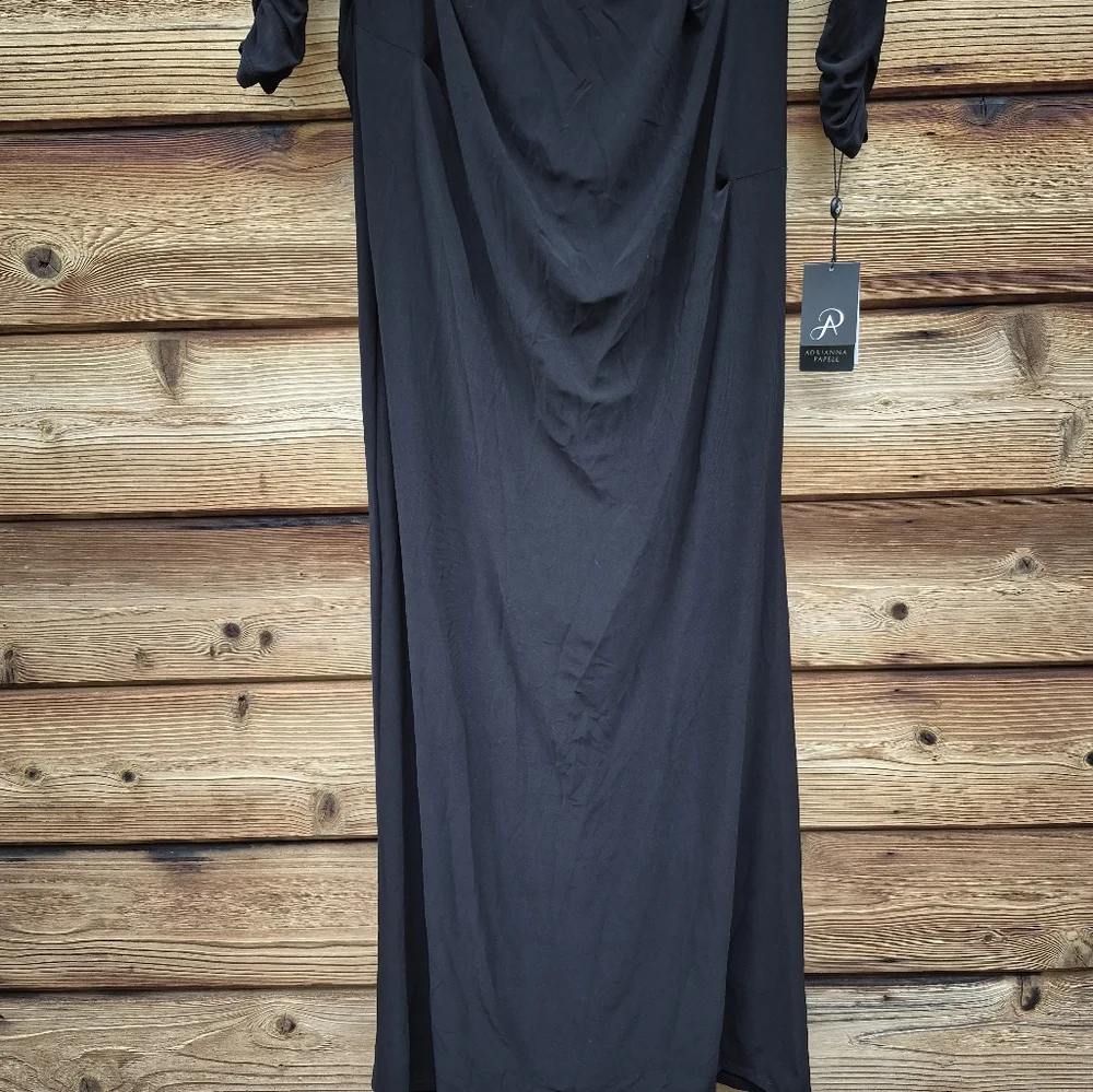 Adrianna Papell Black Tuxedo Mermaid Gown Dress - Picture 9 of 14